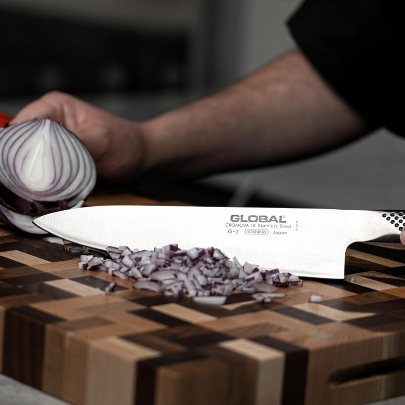GLOBAL 8-Inch Chef's Knife – Lightweight Japanese Stainless Steel, Razor-Sharp Edge, Made in Japan, G-2 - Image 3
