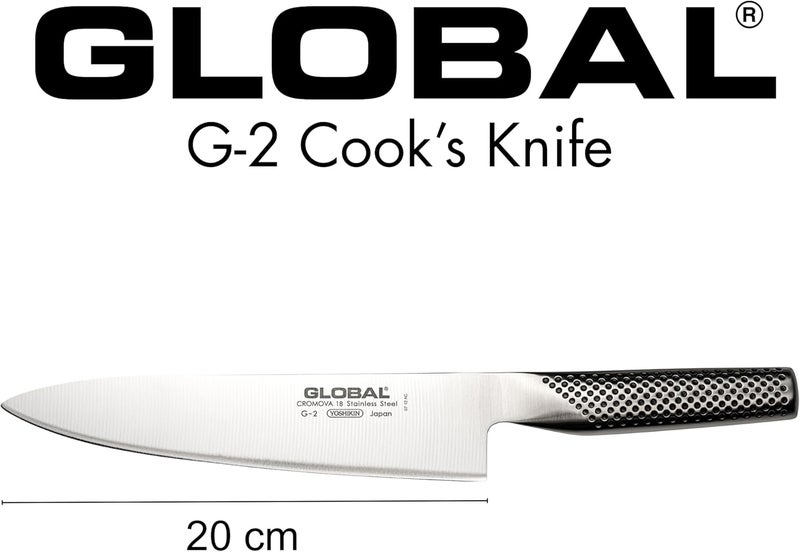 GLOBAL 8-Inch Chef's Knife – Lightweight Japanese Stainless Steel, Razor-Sharp Edge, Made in Japan, G-2 - Image 4