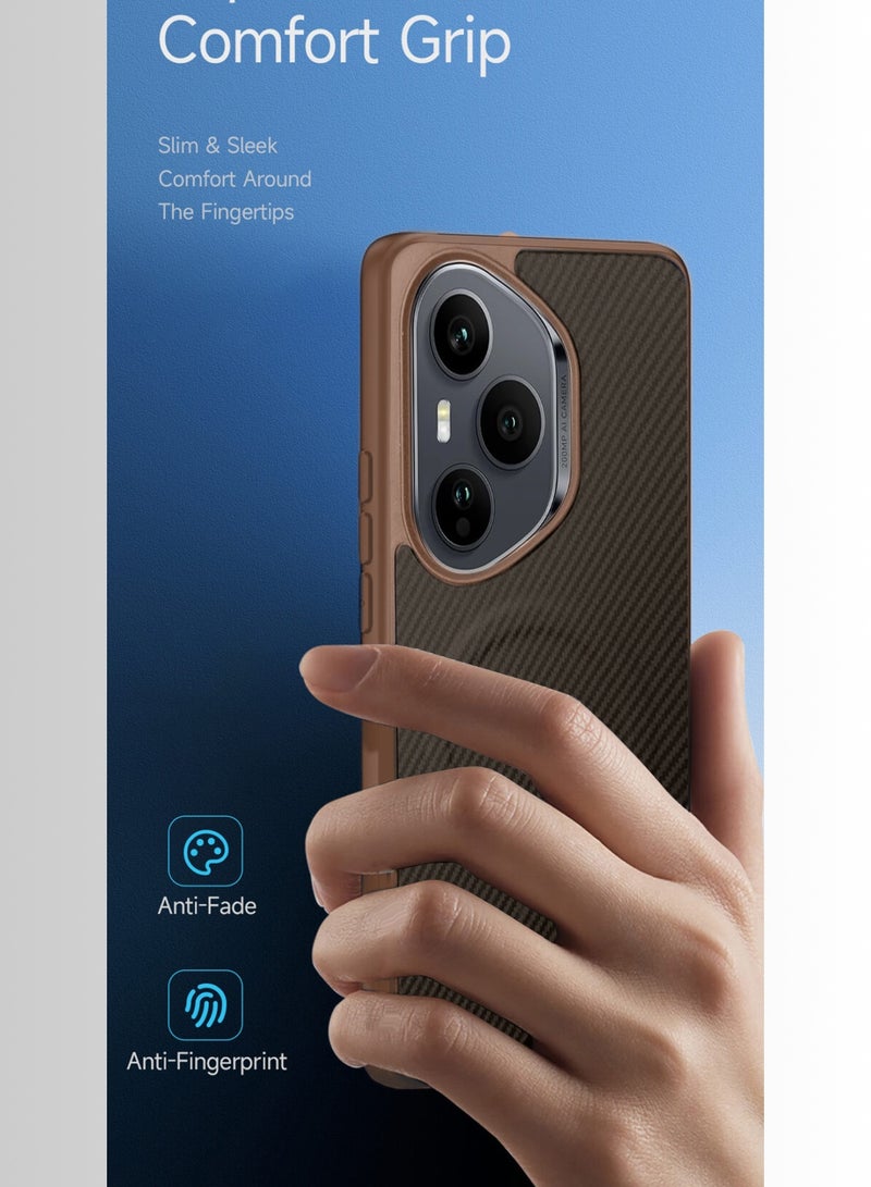 Wtech Honor 400 Pro 5G 2025 Soft Silicone Carbon Fiber Magsafe Protective Back Case Cover (MCFPSN) - Brown - Image 2