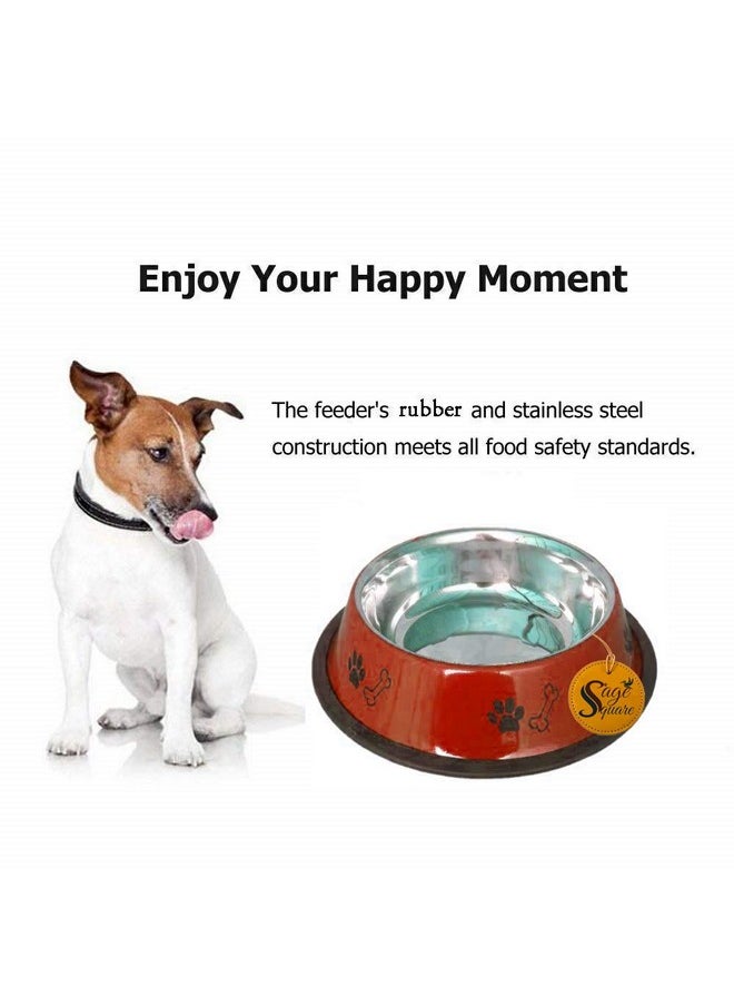Sage Square Sage Square Stainless Steel Dog Bowl Set - Premium Feeding Bowls for Dogs and Cats - Anti-Skid Ring - Stylish and Durable Pet Food and Water Bowl (Random 200ml)  - Image 1