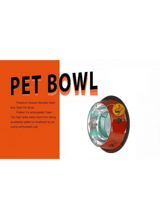 Sage Square Sage Square Stainless Steel Dog Bowl Set - Premium Feeding Bowls for Dogs and Cats - Anti-Skid Ring - Stylish and Durable Pet Food and Water Bowl (Random 200ml)  - Image 2
