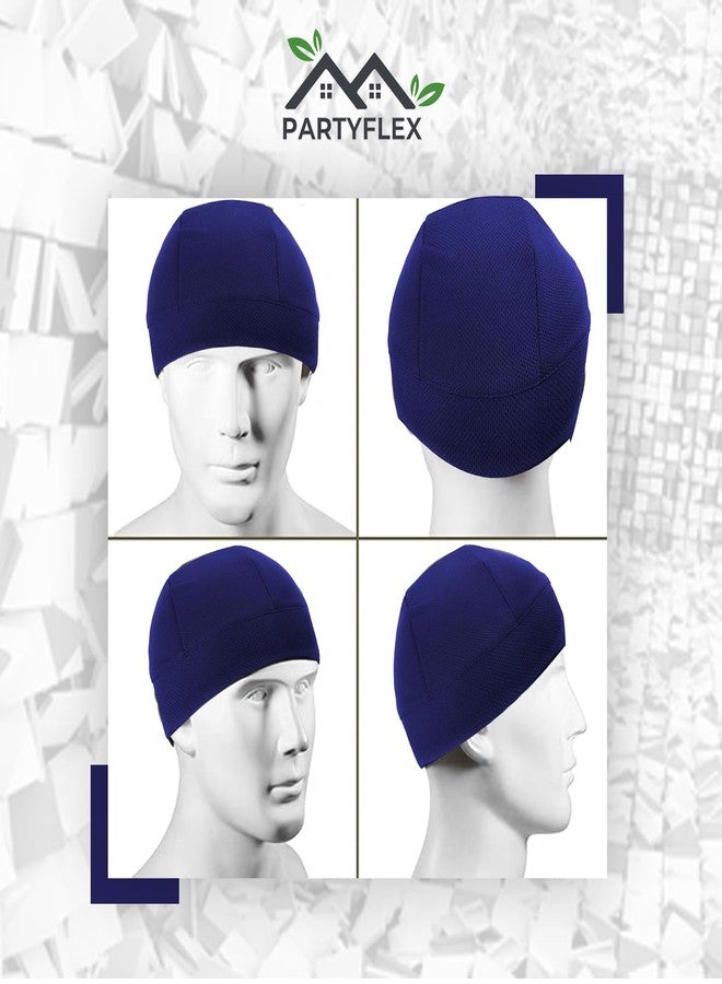 PartyFlex Cotton Helmet Skull Caps for Men Bike Head Caps Hair Inner Helmet Liner for Bikers Sweat Wiking Cooling Skull Cap for Cycling, Summer Helmet Cap for Men Multicolour, Free Size Pack of 2 - Image 3