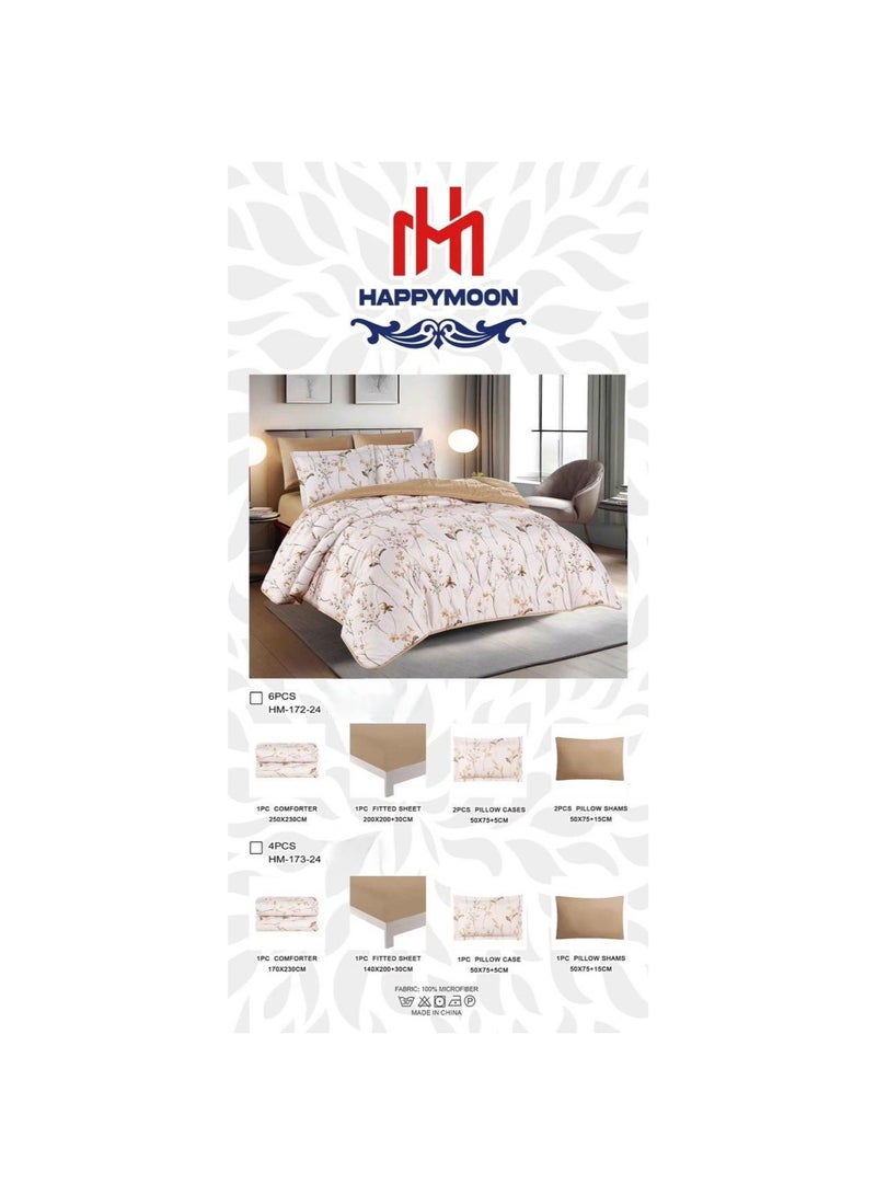 HAPPYMOON 4-Piece Oversized Single Comforter Bedding Set 230x170 cm, 350 GSM Comforter with Fitted Sheet, Pillow Shams & Pillowcases, Soft Printed Bedding Set - Image 2