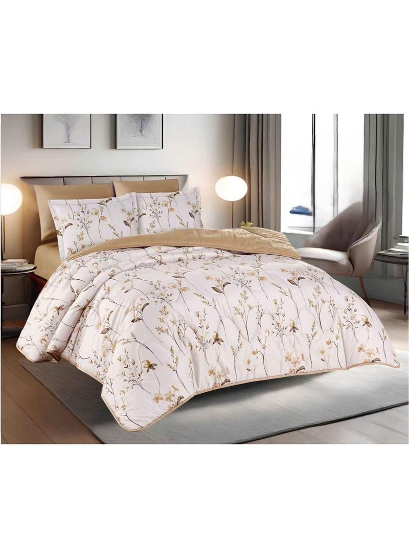 HAPPYMOON 4-Piece Oversized Single Comforter Bedding Set 230x170 cm, 350 GSM Comforter with Fitted Sheet, Pillow Shams & Pillowcases, Soft Printed Bedding Set - Image 1