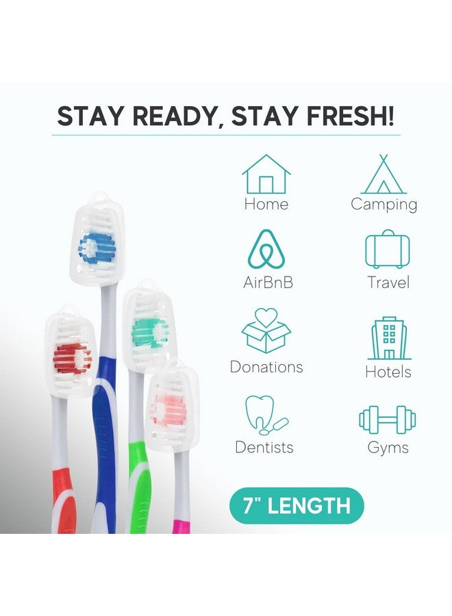 Avistar 120 Pack Bulk Toothbrushes w/Cover Caps, Individually Wrapped Disposable Travel Toothbrush, Value Size, Long Lasting 3+ Months, Med-Soft Manual Teeth Brush Bristles, 4 Colors (Red Green Blue Pink) - Image 4