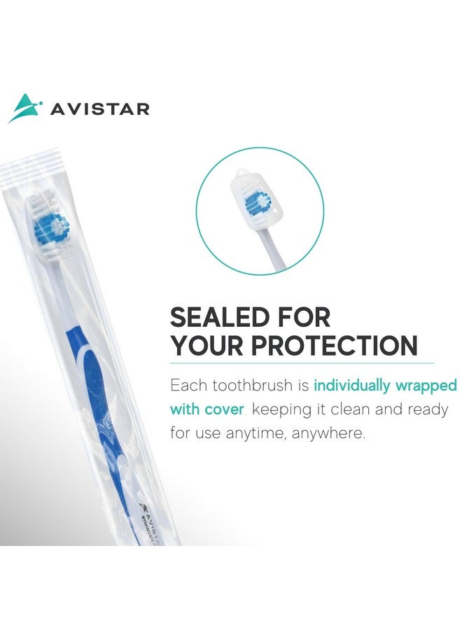 Avistar 120 Pack Bulk Toothbrushes w/Cover Caps, Individually Wrapped Disposable Travel Toothbrush, Value Size, Long Lasting 3+ Months, Med-Soft Manual Teeth Brush Bristles, 4 Colors (Red Green Blue Pink) - Image 5