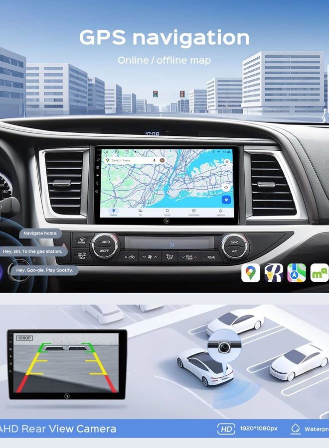 RUICAR 10.2'' Car Radio Stereo for Toyota Highlander 2014 2015 2016 2017 2018 2019 CarPlay/Android Auto/5G WiFi/IPS HD Touch Screen/GPS FM/SWC/Bluetooth/1080P Backup Camera - Image 5