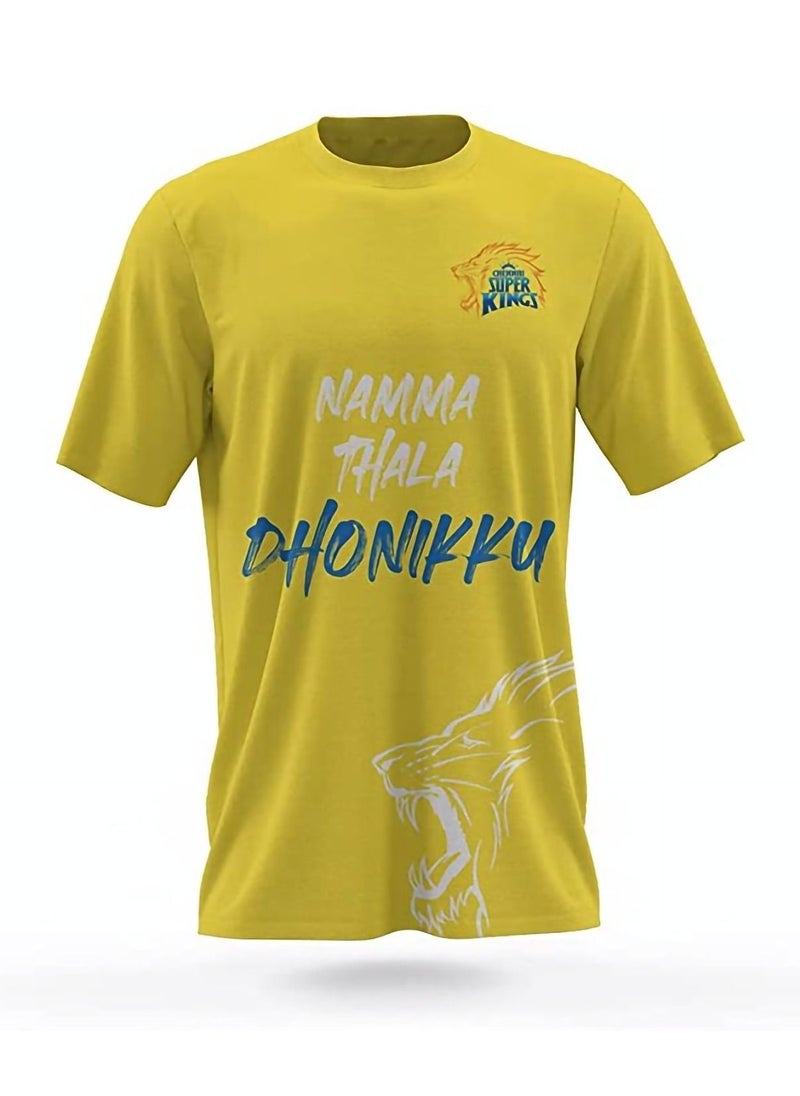 Generic - IPL CSK MS Dhoni Printed Round Neck Short Sleeve Fans T-shirt - Image 1