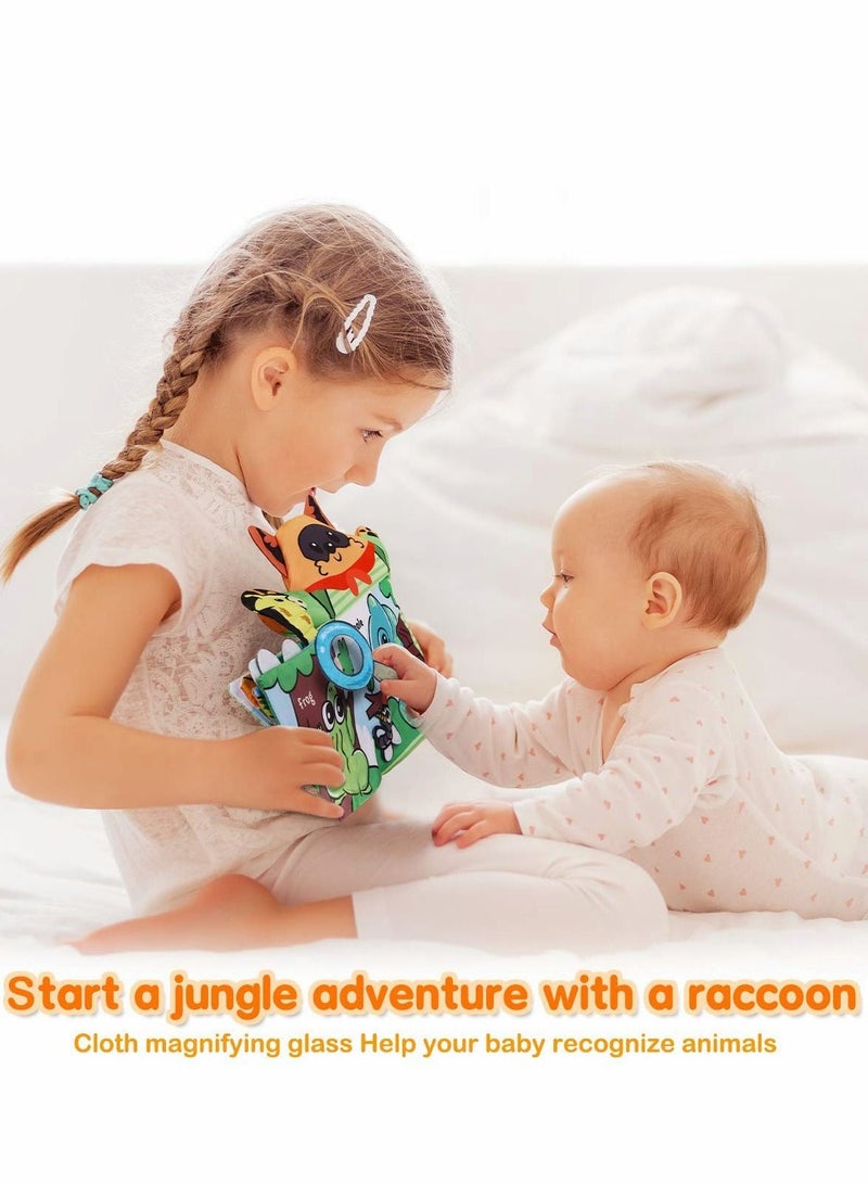 Excefore Baby Books Toys with Hand Puppets, Touch and Feel Crinkle Cloth Book for Babies Infant Toddler, Early Development Interactive Car & Stroller Soft Toys for 0 -12 Month 1 2 Years Old Boys Girls  - Image 2