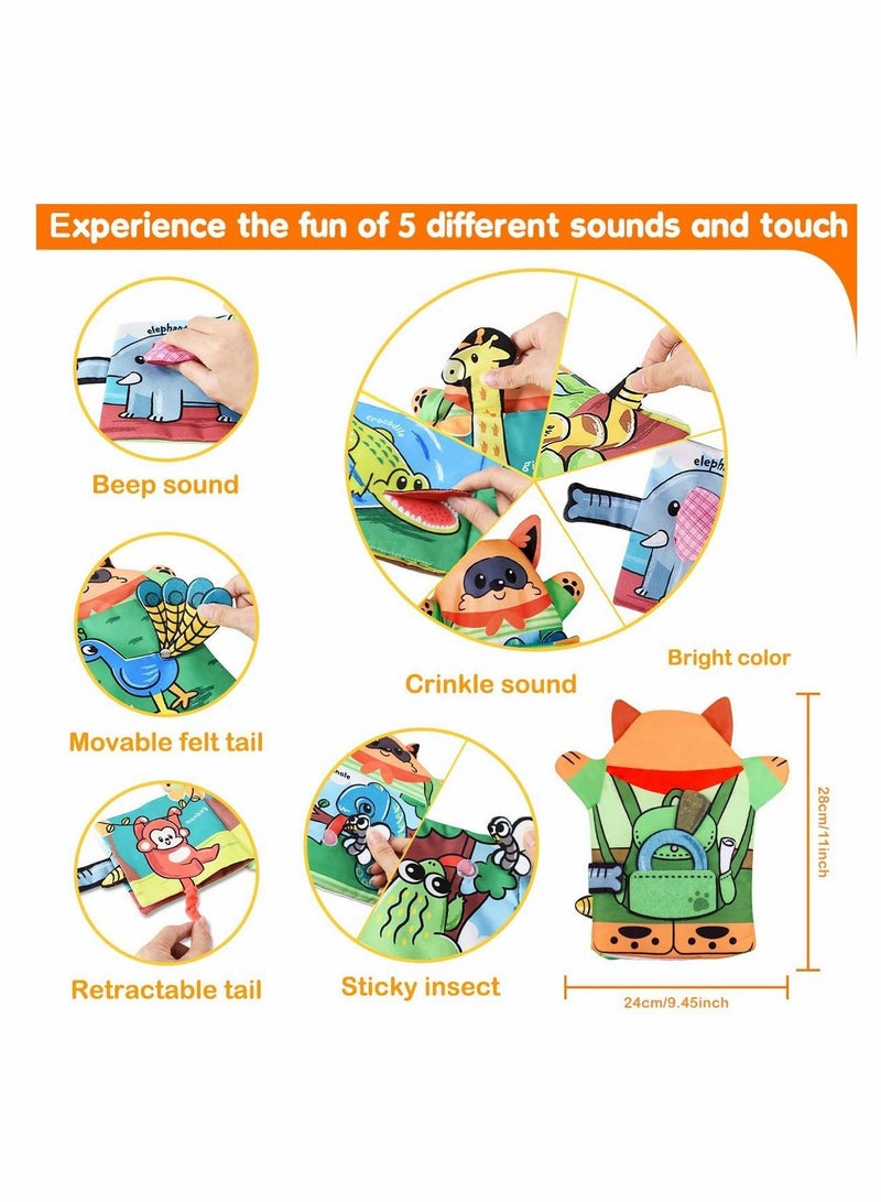 Excefore Baby Books Toys with Hand Puppets, Touch and Feel Crinkle Cloth Book for Babies Infant Toddler, Early Development Interactive Car & Stroller Soft Toys for 0 -12 Month 1 2 Years Old Boys Girls  - Image 5