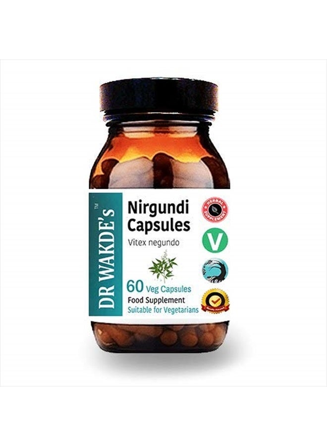London DR WAKDE'S Nirgundi Capsules (Vitex negundo, 60 Veg Caps, Plant-Based Supplement, Ayurvedic Herb, All Natural, Vegan) - Image 1