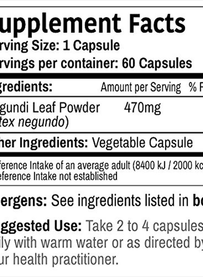 London DR WAKDE'S Nirgundi Capsules (Vitex negundo, 60 Veg Caps, Plant-Based Supplement, Ayurvedic Herb, All Natural, Vegan) - Image 4