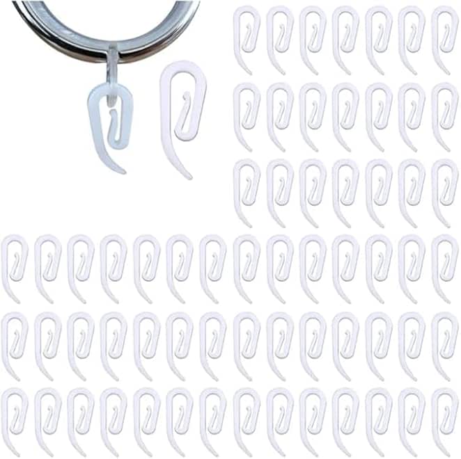 100 Pcs White G Shape Curtain Hooks for Bathroom, Door and Window Multi Use Reinforced Plastic Curtain Hooks