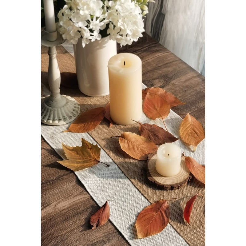 SOLARAE Burlap Table Runner Rustic Table Runner Farmhouse Table Decor Macrame Table Runner Jute Woven Fabric Light Colour Edge 12X72 Inches - Image 2