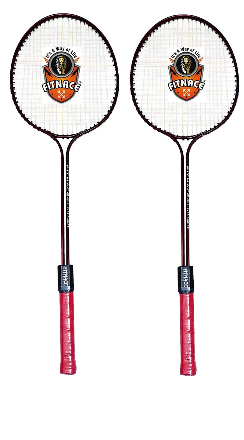 FITNACE Badminton Racket Double Shaft Set of 2 with Free 3 SHUTTLES (Frame Material - Iron , Multicolor) - Image 2