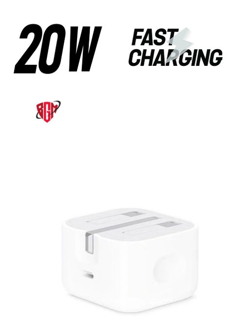 20W Foldable Fast Charging Wall Adapter Compatible with Apple iPhone 12 Pro Max/11 Pro Max/SE, iPad White