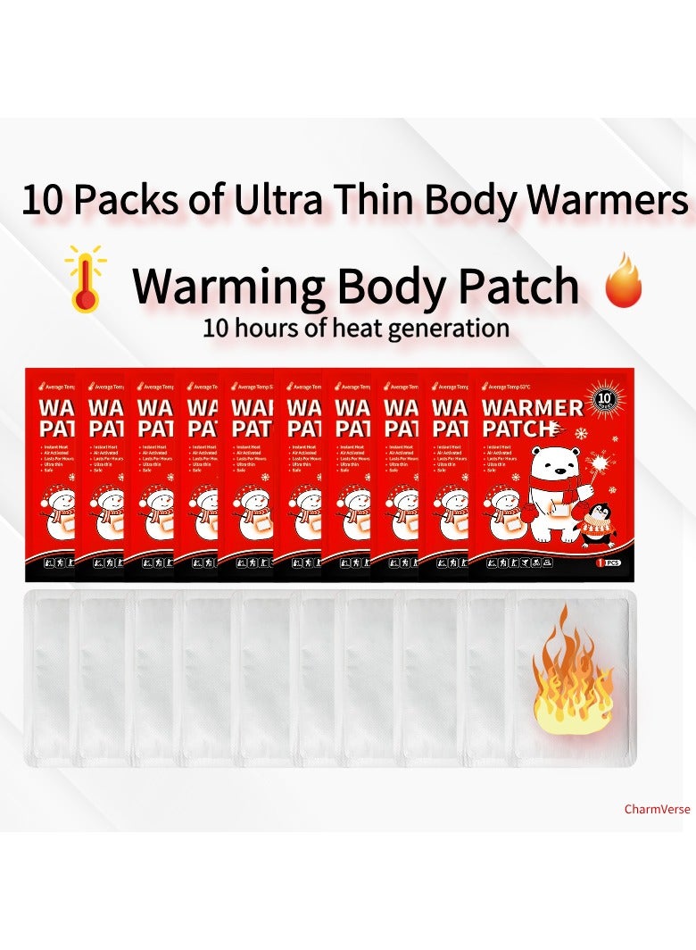 Body & Hand Warmers - Long Lasting Natural Odorless Air Activated Warmers - Up to 10 Hours of Heat, Hot Warmer Patch for Skiing, Winter Hiking, Outdoor Camping - 10 Pack - Image 1