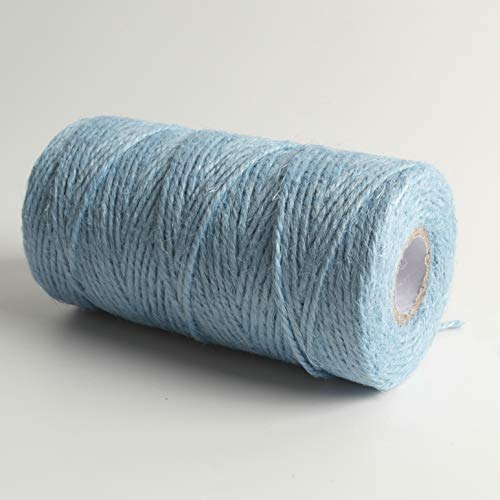 Micomon 300 Feet Natural Light Blue Jute String Twine Crafts Gift Christmas Twine Packing Materials Durable String for Gardening Applications(Lt.Blue) - Image 2