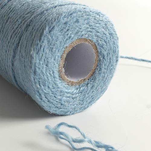 Micomon 300 Feet Natural Light Blue Jute String Twine Crafts Gift Christmas Twine Packing Materials Durable String for Gardening Applications(Lt.Blue) - Image 5