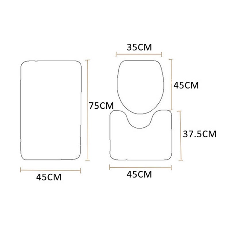 4pcs/set Water-resistant Shower Curtain & Lid Toilet Cover Pedestal Rug Non-slip Bath Mat Bathroom Decoration Accessories - Image 3