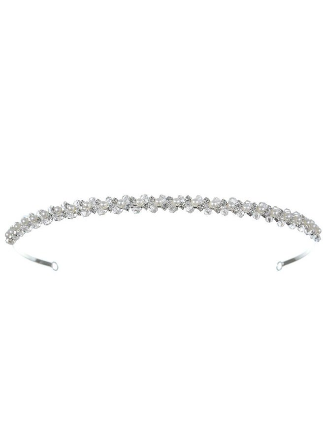 SAMKY Wedding Bridal Tiara Headband Pearl Crystal Headpiece Bride'S Hair Accessories  - Image 1