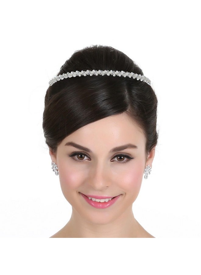 SAMKY Wedding Bridal Tiara Headband Pearl Crystal Headpiece Bride'S Hair Accessories  - Image 4