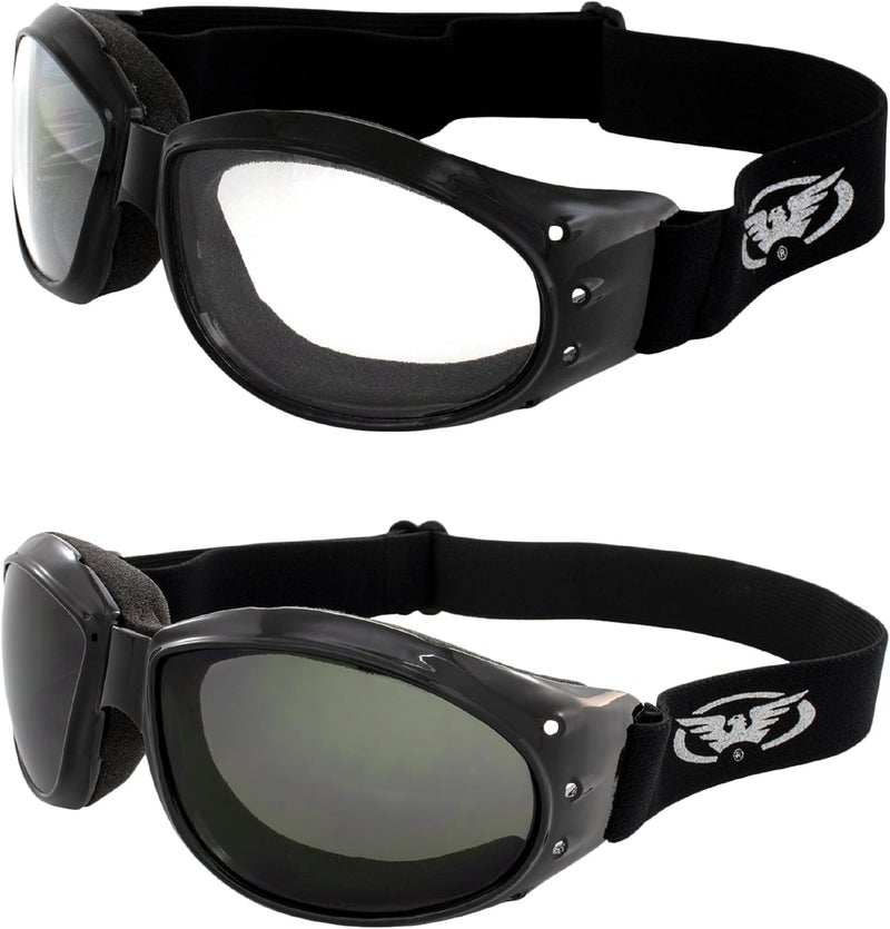 Global Vision Red Baron Motorcycle Goggles with Clear and Smoke Lenses - Image 1