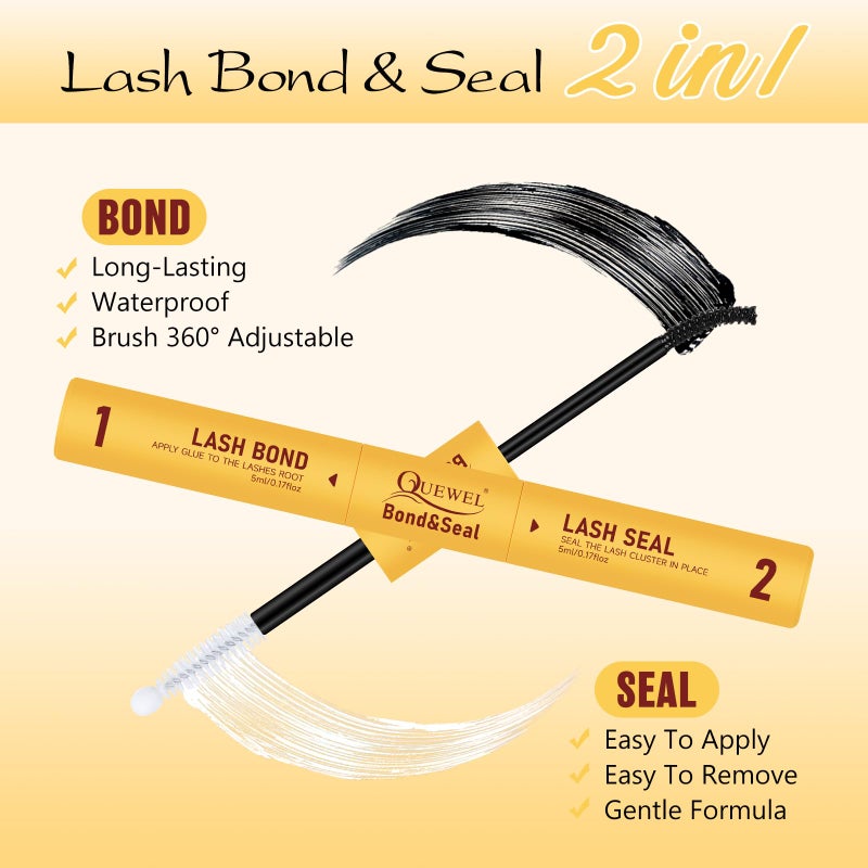 QUEWEL DIY Lash Extension Kit, Lashes Clusters Bond and Seal Waterproof, Eyelash Clusters Applicator Tool with Cluster Lashes Glue Remover for Natural Look DIY At Home(ZS-H01-kit) - Image 4