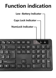 Arabest Arabic & English Wireless Keyboard and Mouse Combo, Multi-Device (2.4G) for Computer/Laptop (Black)  - Image 4