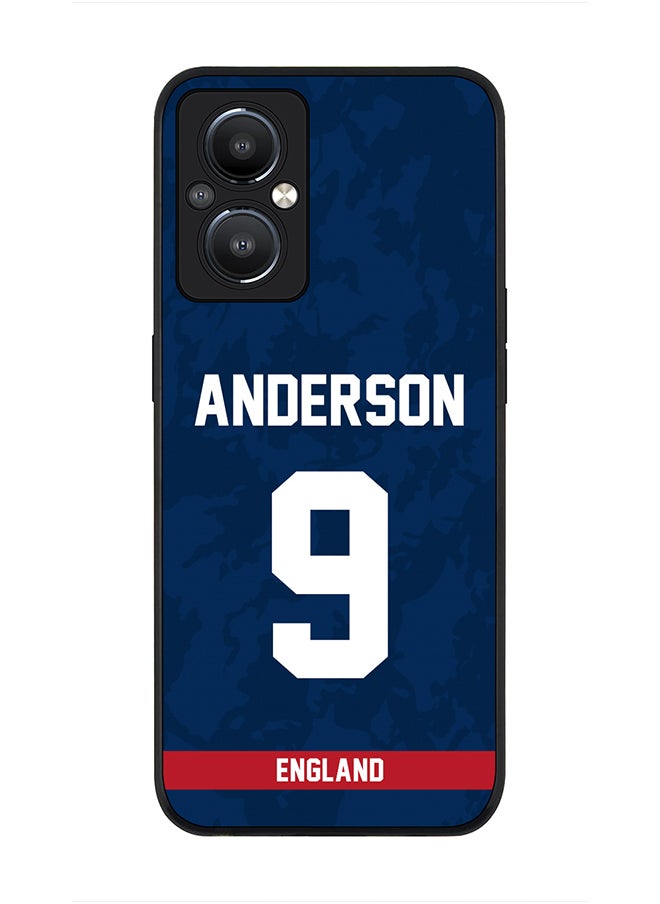 Rugged Black Edge Case for OnePlus Nord N20 5G, Slim fit Soft Case Flexible Rubber Edges Thin Cover - Player Name - James Anderson, Jersey Number- 9