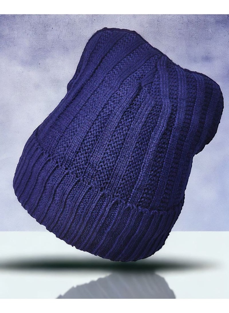 Multi- Colored Wool Winter Hat with Fur Lining Warm and Stylish Unisex Design  - Image 2
