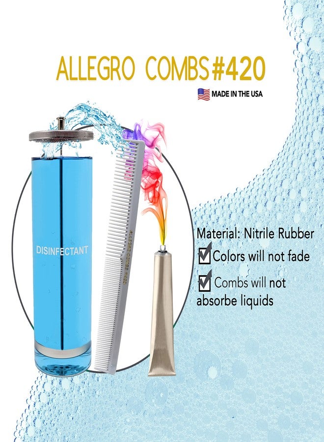 Allegro Combs 420 Hair Combs Set, 12 Pk - Nitrile Rubber Barber, Pocket, and Styling Combs for Hair Stylists - Gray, Unisex, All Hair Types - Image 5