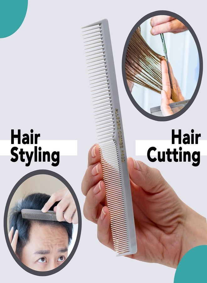 Allegro Combs 420 Hair Combs Set, 12 Pk - Nitrile Rubber Barber, Pocket, and Styling Combs for Hair Stylists - Gray, Unisex, All Hair Types - Image 2
