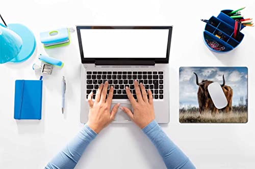 Solekla Farmhouse Cow Mouse pad for Office, Cute Farm Animals Cattle in Fall Grassland Country Style Rustic Non-Slip Rubber Base Computer Mousepad Personalized for Wireless Mouse 7.9 x 9.5 in - Image 4