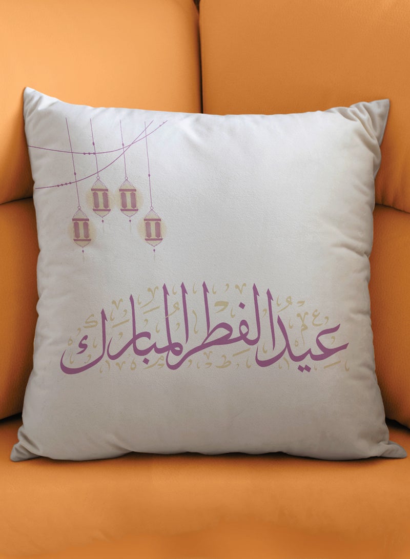 LOWHA Polyester Pillowcase Cushion Cover with Eid Al-Fitr Al-Mubarak Design - Image 1