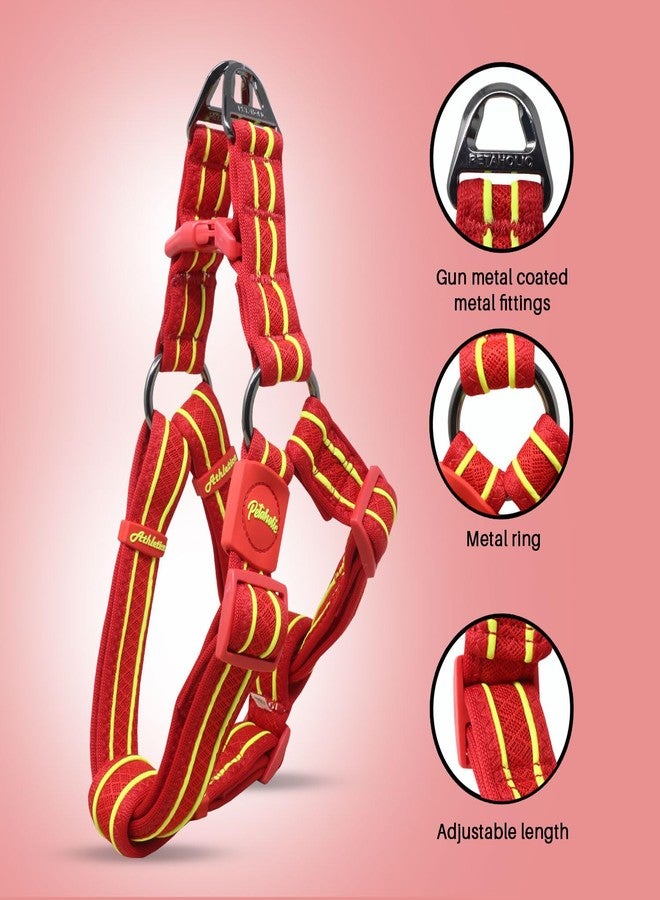 Plushmate x Petaholic Soft Athletica Harness Step-in, Reflective, Adjustable & Comfortable for Training, Walking, Running Chest Pet Harness for Dogs (Medium, Red, 25 mm) - Image 2