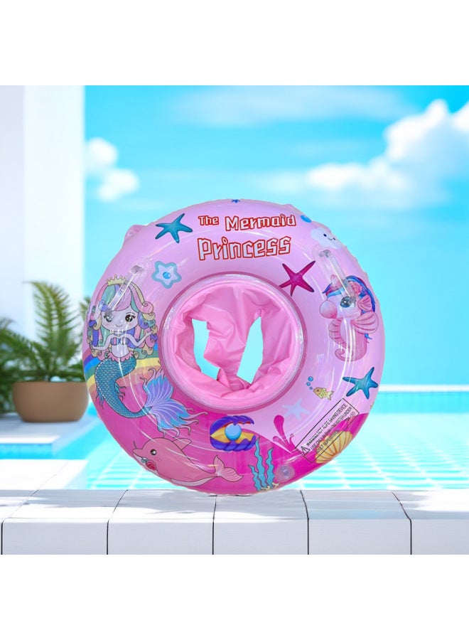 Generic Cartoon Printed Children's Swimming Ring Thickened Outdoor Water Inflatable Toy Baby Underarm Ring Floating Ring-Outer Diameter After Inflation:90-Inner Diameter After Inflation:Mermaid Pants Pocket - Image 1