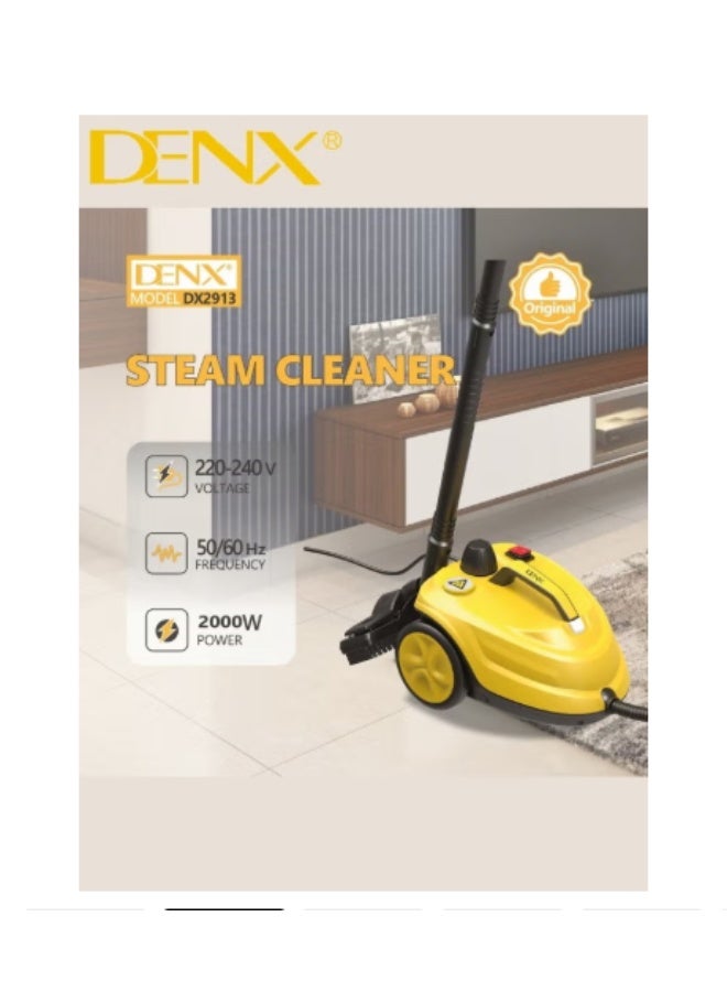 دينكس جهاز التنظيف بالبخار متعدد الاستخدامات DENX DX2913 – قوة 2000 واط وضغط بخار يصل إلى 5 بار لتنظيف عميق وتعقيم فعال للأرضيات، السجاد، المطابخ، الحمامات، النوافذ والأثاث – خزان مياه بسعة 2 لتر وكابل بطول 3 أمتار مع مجموعة ملحقات متكاملة لإزالة الدهون والأوساخ والبكتيريا بدون مواد كيميائية وبطريقة آمنة وصديقة للبيئة - Image 5