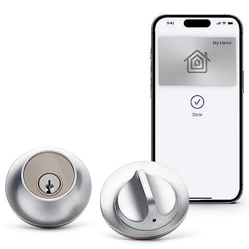 Level Lock+ Deadbolt Smart Lock - World's Smallest Smart Lock plus Apple Home Key - Level App for iOS & Android - Works with Apple Home (Satin Chrome) - Image 1