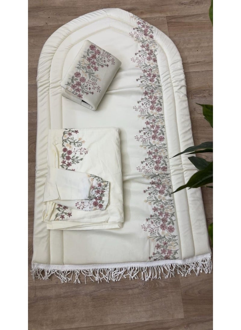 أرام سجادة صلاة اسفنج مبطن مع شرشف صلاة مرد خامة باردة و ممتازة وغلاف مصحف