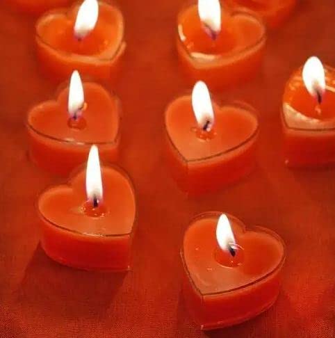 Nutri Miracle Red Heart Shape Candle Scented Smokeless Love Candles 40 Pcs