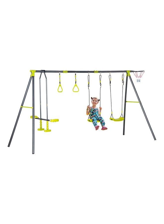 XIANGYU Swing Sets for Backyard 5-in-1 Heavy Duty Swing Set Metal Swings Stand Climbing Rope and Climbing Ladder for Kids - Image 1