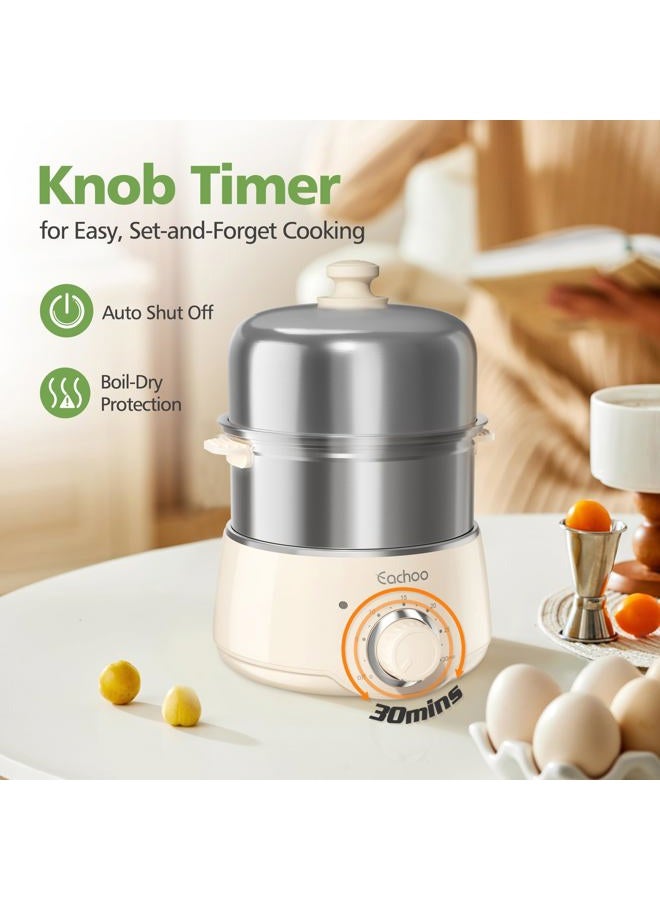 CACHOO Hard Boiled Egg Cooker - CACHOO 14-Egg Rapid Stainless Steel Egg Boiler with 30-Min Timer & Auto Shut Off, Compact Electric Vegetable Steamer for Cooking, Dishwasher Safe, Black - Image 3