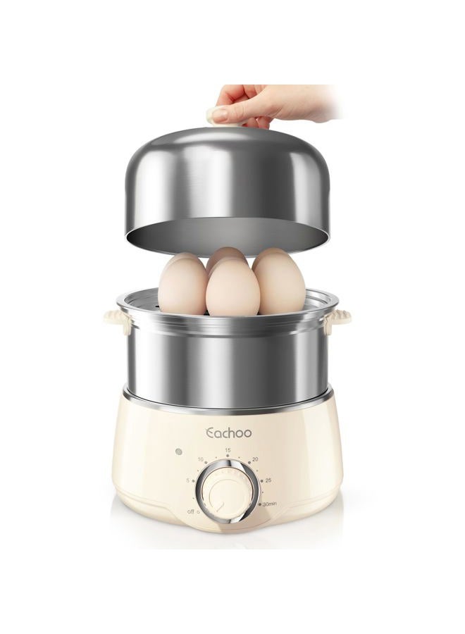 CACHOO Hard Boiled Egg Cooker - CACHOO 14-Egg Rapid Stainless Steel Egg Boiler with 30-Min Timer & Auto Shut Off, Compact Electric Vegetable Steamer for Cooking, Dishwasher Safe, Black - Image 1