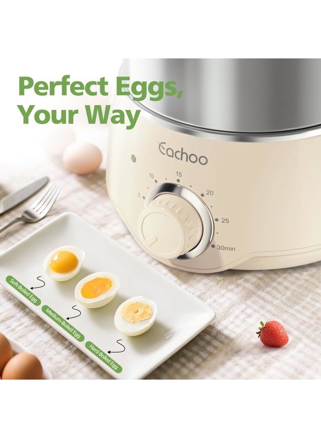 CACHOO Hard Boiled Egg Cooker - CACHOO 14-Egg Rapid Stainless Steel Egg Boiler with 30-Min Timer & Auto Shut Off, Compact Electric Vegetable Steamer for Cooking, Dishwasher Safe, Black - Image 5