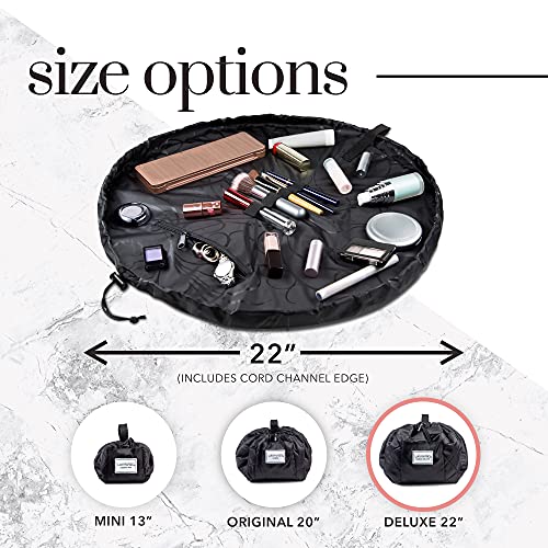 Lay-n-Go Cosmo Layflat Drawstring Cosmetic & Makeup Bag Organizer - Portable Drawstring Bag w/Zipper Pocket, Makeup Loops & More - Durable, Machine Washable Toiletry Bag for Travel (22", Blue Paisley) - Image 5