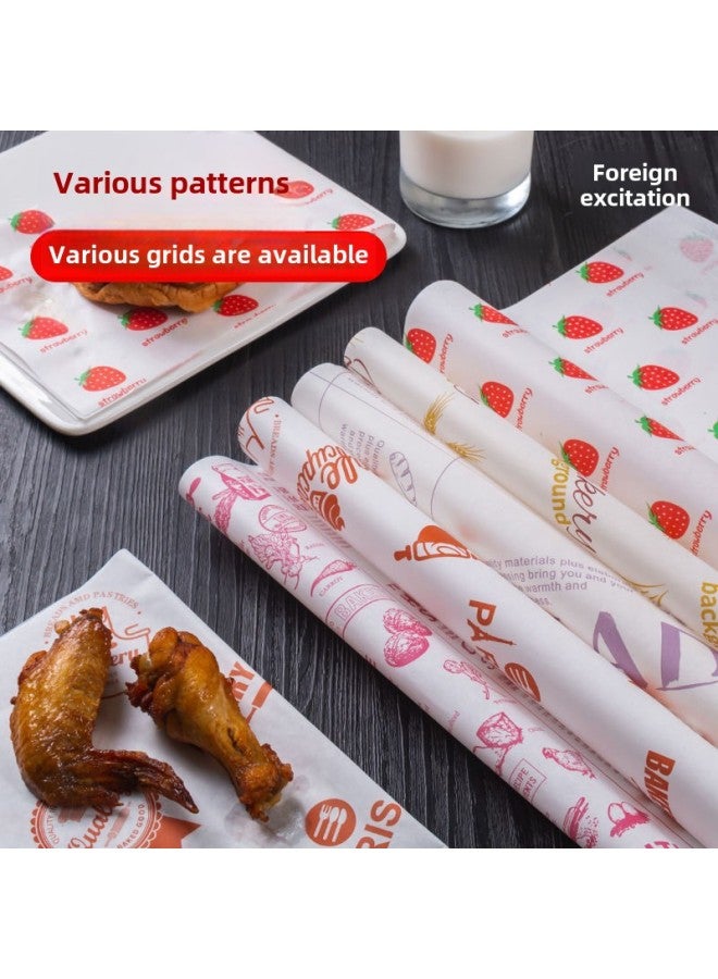 Sandwich Wrapping Paper Oil-absorbing And Oil-proof Hamburger Paper Bread Tray Pad Paper Lunch Roll LOGO-Color:500 To Send 450 Sealing Stickers-Specifications:Plaid-Orange 18*18 - Image 5