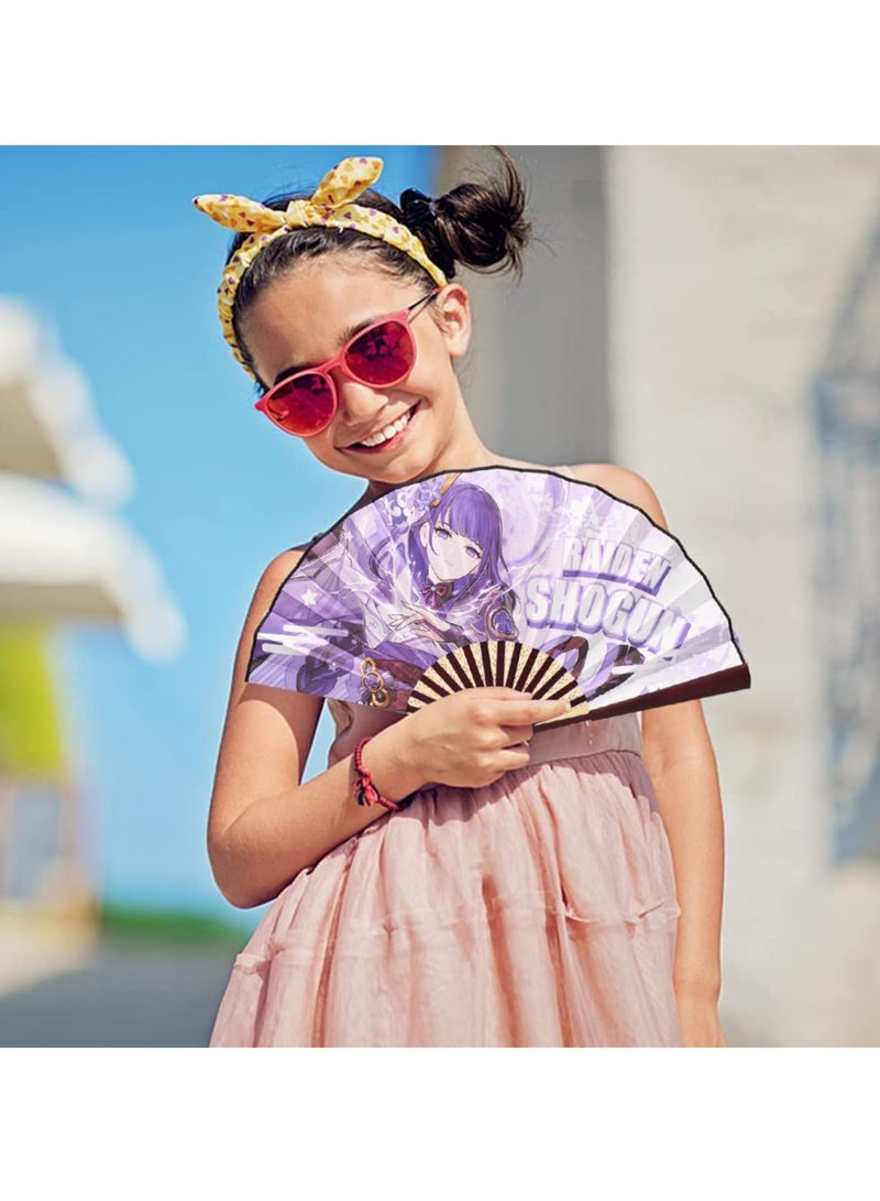 SOLARAE Folding Paper Fan Set of 2 Handheld Fans Chinese Silk Fans for Dancing Wedding Party Festivals Props Decoration - Image 3