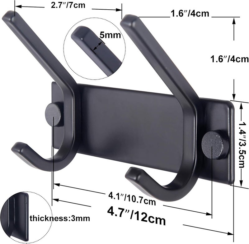 WEBI Coat Rack Wall Mounted,2 Coat Hooks for Hanging Coats,Heavy Duty Metal Hook Rack Hook Rail Coat Hanger Wall Mount for Clothes Entryway Jacket,Black,2 Packs - Image 2
