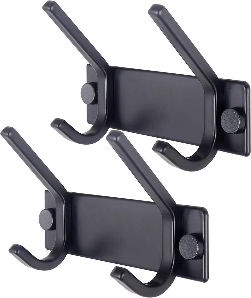 WEBI Coat Rack Wall Mounted,2 Coat Hooks for Hanging Coats,Heavy Duty Metal Hook Rack Hook Rail Coat Hanger Wall Mount for Clothes Entryway Jacket,Black,2 Packs - Image 1